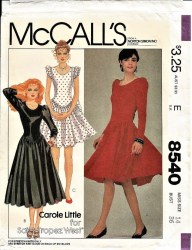 8540 McCalls 1983 Carole Little Stretch Knit Sleeves or Not Drop Waist Flare Swing Dress Lengths Pattern 10 Uncut